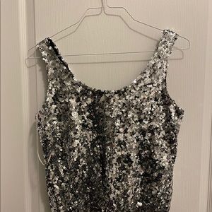 Zara Sequinned Silver Tank